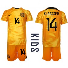 Nederland Davy Klaassen #14 Hjemmedraktsett Barn VM 2022 Kortermet (+ korte bukser)